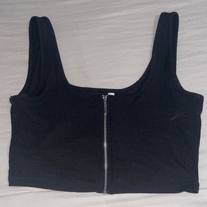 Zipper in middle crop tank top